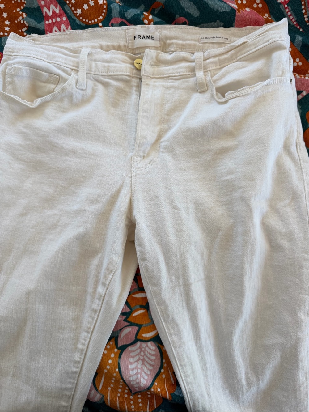 FRAME White Waistband Denim Pants